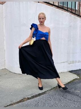 amur cleopatra pleated dress Cleopatra Pleated Dress Black / Canal Blue / 12
